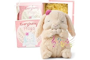 Tickle & Main Everybunny Prays Bunny Plush & Musical Prayer Toy for Christening Gifts for Girls - Pink, 7 in - Baby Dedication & Baptism Gifts for Girls with Illustrated Board Book