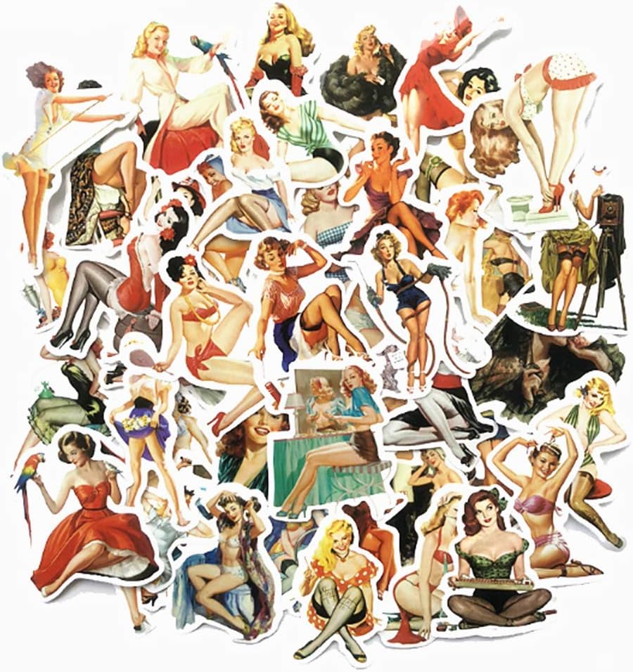 Jasion PVC Decals Waterproof Sunlight-Proof DIY Ideals for Water Bottles Cars Motorbikes Portable Luggages Phone Laptops (Sexy Pin-up Girls)