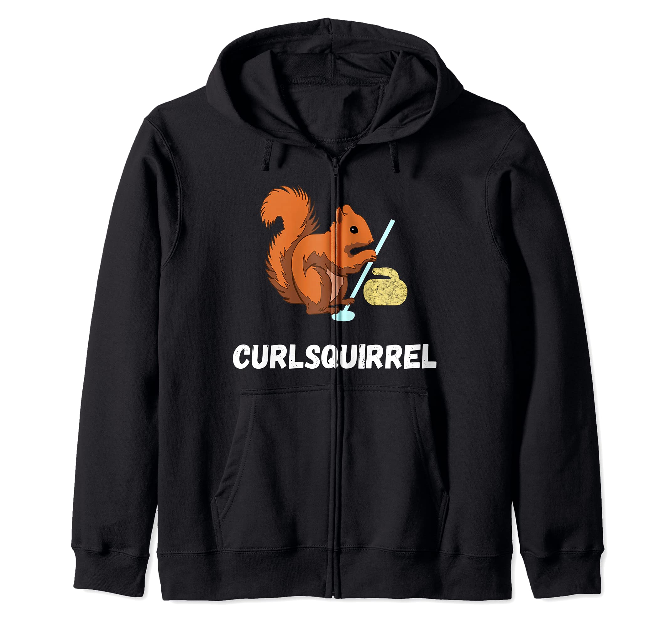 Curling Squirrels Curler Rodent Winter Sport Zip Hoodie