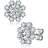 Edulex 2-4ct Moissanite Stud Earrings for Women - D Color VVS1 Clarity Solid 925 Sterling Silver 18K White Gold Plated Jewelry - Lab Created Diamond Mens Gifts