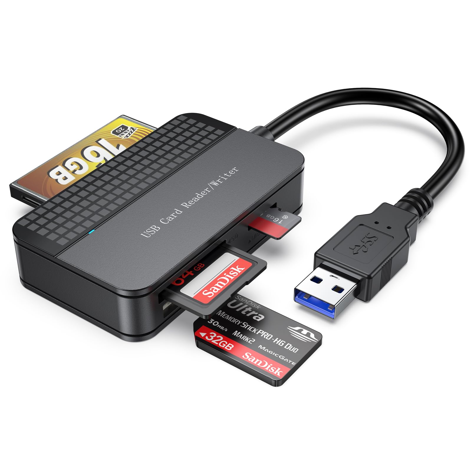 Photo 1 of Compact Flash Card Reader, Multi Memory Card 4-in-1 Simultaneous Reading 5Gbps Data Transfer, SD/Micro SD TF/MS/CF External Adapter for Computer PC Camera Laptop