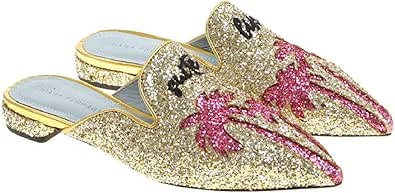 gold glitter slippers