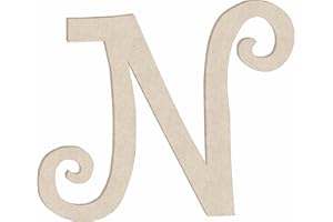 NEXTCRAFT Wooden Letter 4'' Small MDF Curlz Font, Unfinished N Wood Alphabet Letter Girl Craft Cutout, Nursery Decor Initial Shape