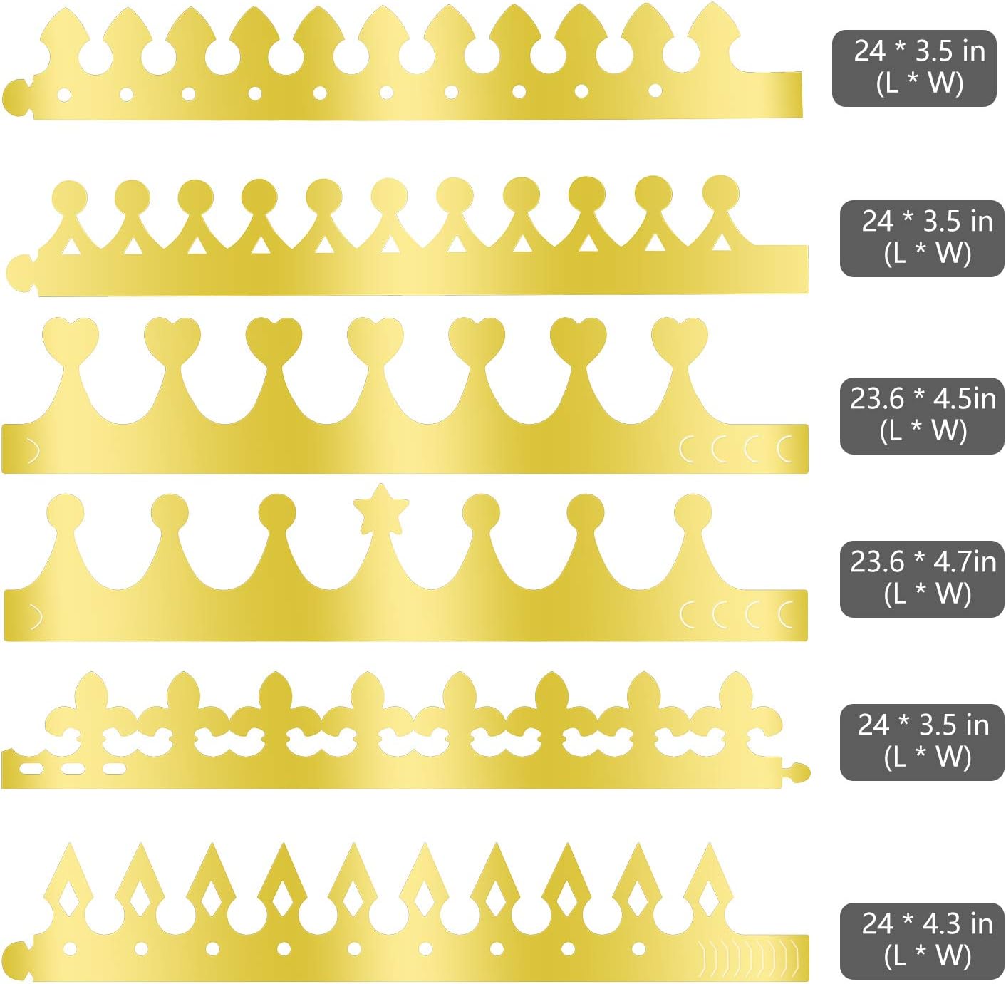 TUPARKA 24 Pcs Paper Crown Golden King Crowns Gold Foil Party Crown Hat Cap for Birthday Celebration Baby Shower Photo Props (6 Styles) - Image 5