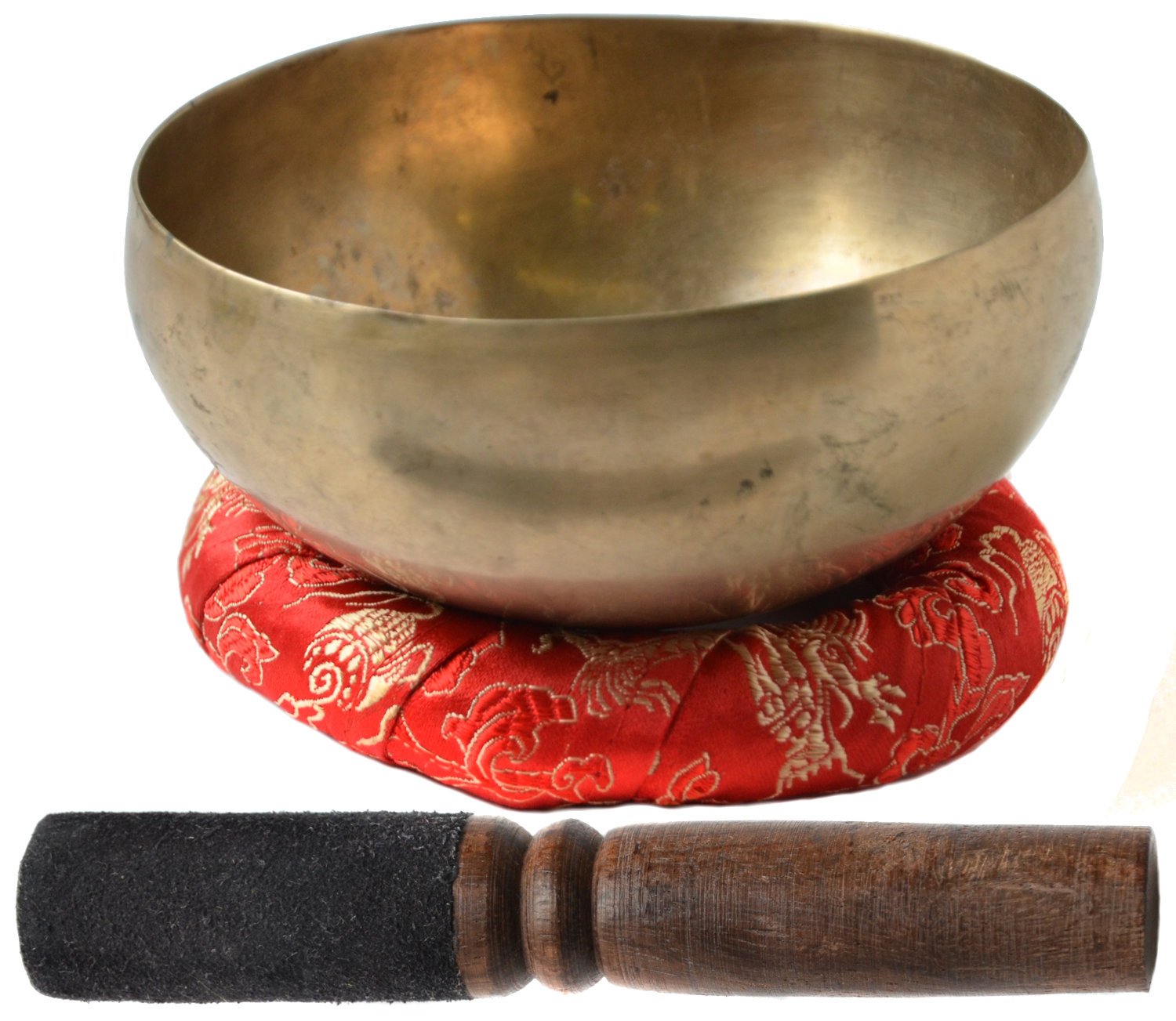 BUDDHAFIGUREN Tibetan singing bowl Khopre - handmade, 400-450 grams - with accessories