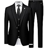 MAGE MALE Mens Suits Slim Fit 3 Piece Tuxedo Suit One Button Solid Prom Wedding Party Blazer Vest Pants Set with Tie
