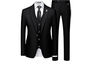 MAGE MALE Mens Suits Slim Fit 3 Piece Tuxedo Suit One Button Solid Prom Wedding Party Blazer Vest Pants Set with Tie