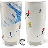 MOTERMATE Winter Skiing Skier 20oz Travel Coffee Mug Tumbler, Christmas Ski Skiing Gifts for Skiers Men Women, Winter Skier Gifts, Skiing Christmas Water Stainless Steel Tumbler with Lid and Straw