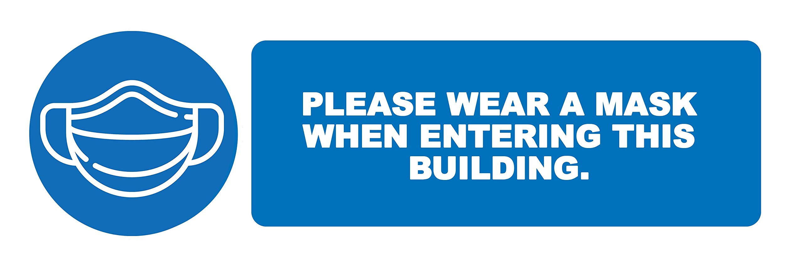 2 x please wear a face cover when entering this building - social distancing vertical safety sign self adhesive vinyl weather proof label sticker - 225mm x 106mm - (M09)