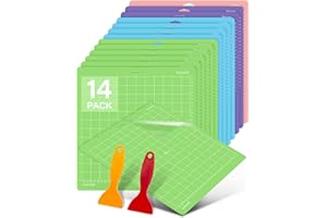 Colemoly 12x12 Cutting Mat 14 Pack Variety for Cricut Maker/Explore 3/Air 2/Air/One 2 Pack Cut Mats Scrapers Sticky Cricket Card Replacement Accessories Pad for Supplie Standard Light Strong Frabic