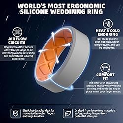 Egnaro Men's Silicone Rings, 7.5mm Wide 2.5mm Thick