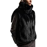 Yimoon Faux Fur Vest for Women Fuzzy Turtleneck Sleeveless Pullover Shawl Winter Warm Vest Top Outwear