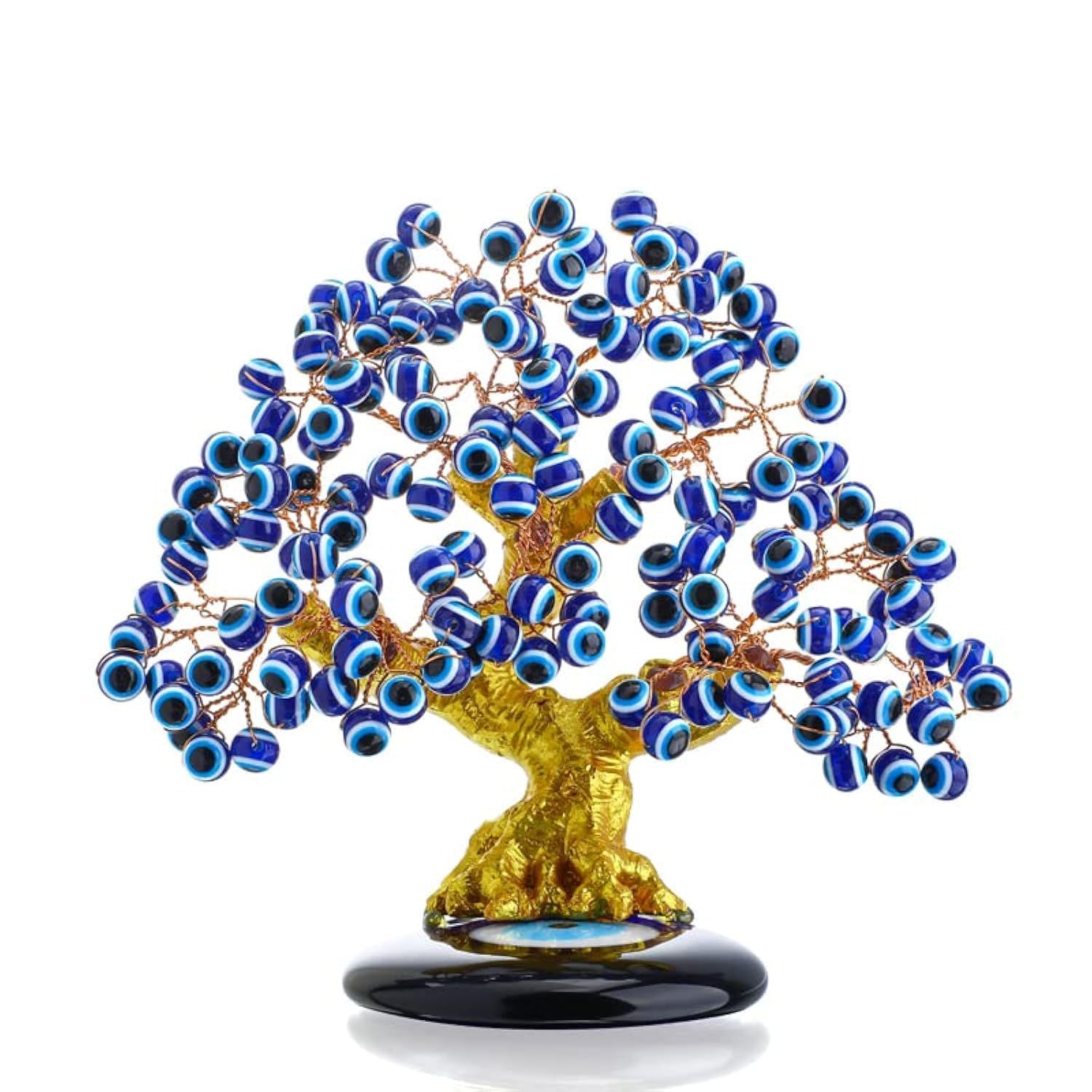 YU FENG 6.8inch Turkish Nazar Blue Evil Eye Tree, Evil Eye Coaster Tree for Protection Good Luck Prosperity Gift Showpiece for Home Table Office Decor