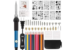 DRTULZ Wood Burning Kit, Wood Burning Tool with Adjustable Temperature 200~450°C, Professional Pyrography Pen for Embossing Carving Soldering DIY-108PCS
