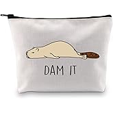 JXGZSO Funny Beaver Cosmetic Bag Beaver Lover Gift Rodent Beaver Dam It Makeup Pouch Bag