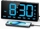 GOLOZA Digital Alarm Clock 4 Brightness Levels Dual Alarms USB Port DST 12/24H