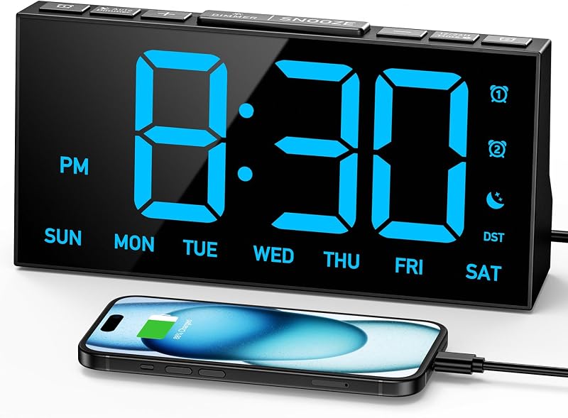 GOLOZA Digital Alarm Clock 4 Brightness Levels Dual Alarms USB Port DST 12/24H