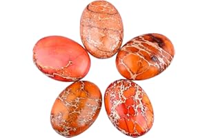 TUMBEELLUWA Sea Sediment Jasper Oval Stone Cabochons Flatback Semi-precious CAB for Jewelry Making Pack of 5