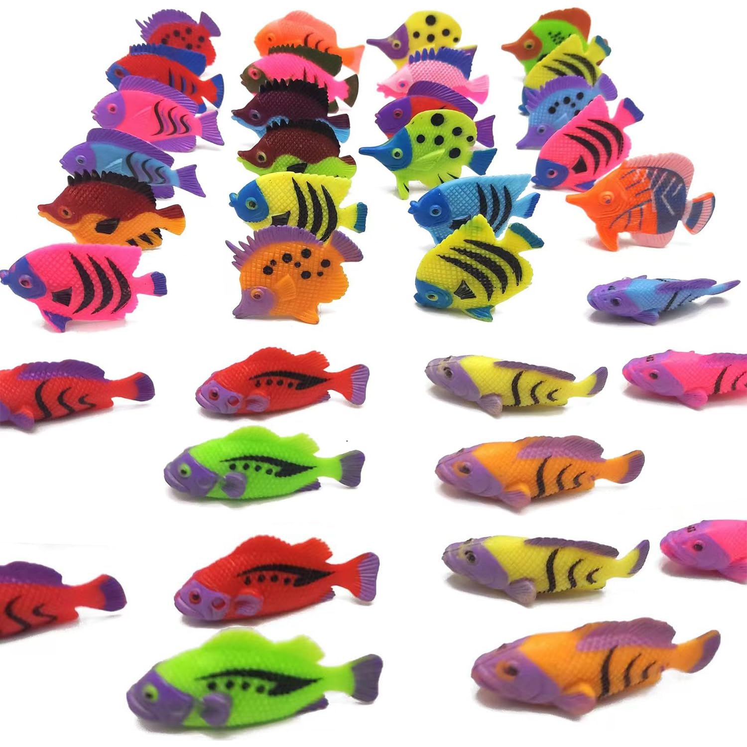 Arderly Pack of 36 Tropical Fish Toys - Mini Sea Fish Decorative Aquarium Party Accessories