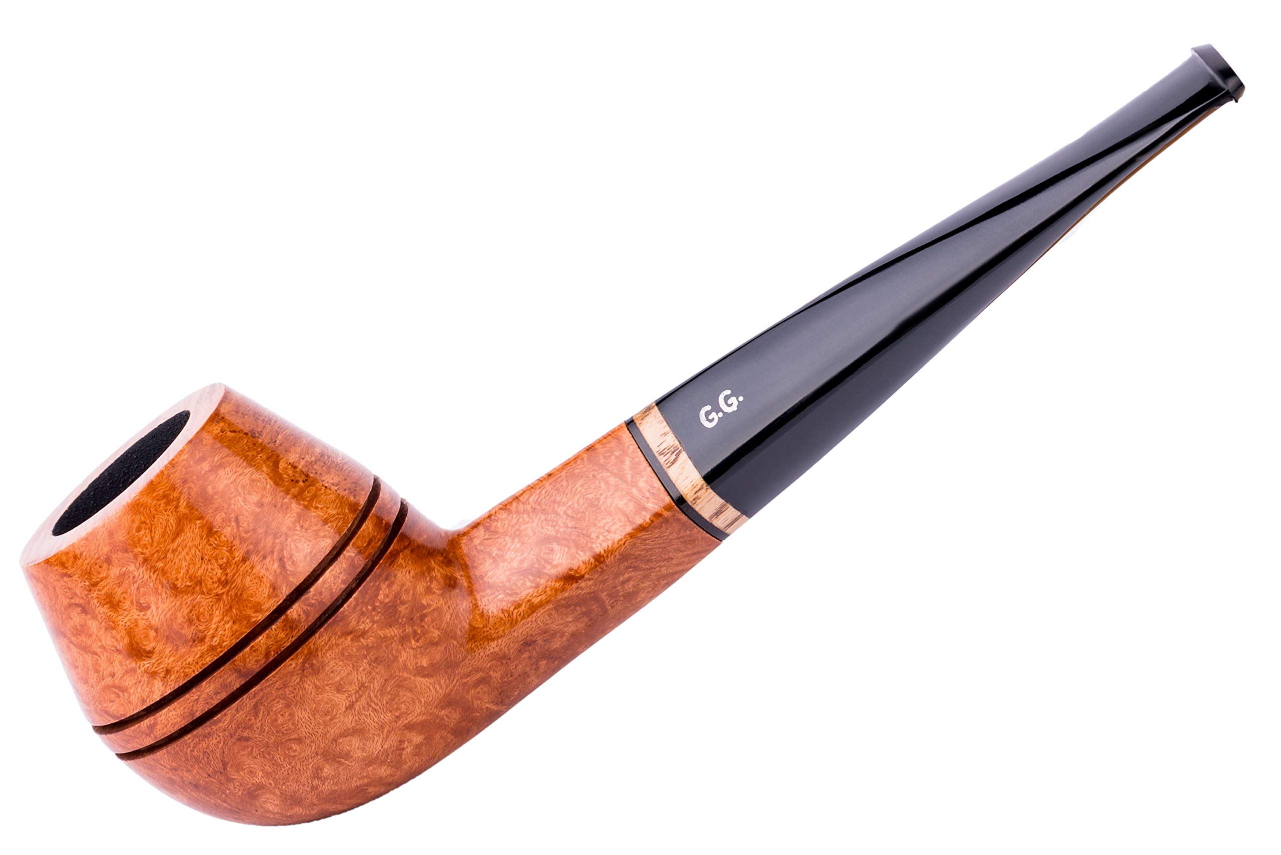 Wooden Tobacco Pipe - Bulldog Series, Handcrafted from Briar Root, Fits 9mm Filter (Gold) — image 1