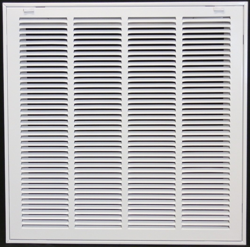 32" X 12" Steel Return Air Filter Grille for 1" Filter - Removable Face/Door - HVAC Duct Cover - Flat Stamped Face -White [Outer Dimensions: 33.75w X 13.75h]