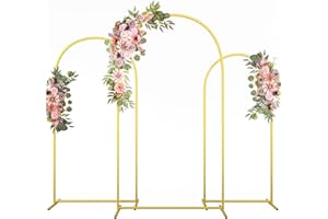 CludPark Metal Arch Backdrop Stand Wedding Arch frame Set of 3 (7.2FT,6.6FT,6FT) Gold Backdrop Arch Stand for Halloween Wedding Ceremony Birthday Party Baby Shower Graduation Ceremony Decoration