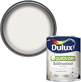 Dulux Quick Dry Satinwood Paint Pure Brilliant White for Wood Metal 750ml view 1