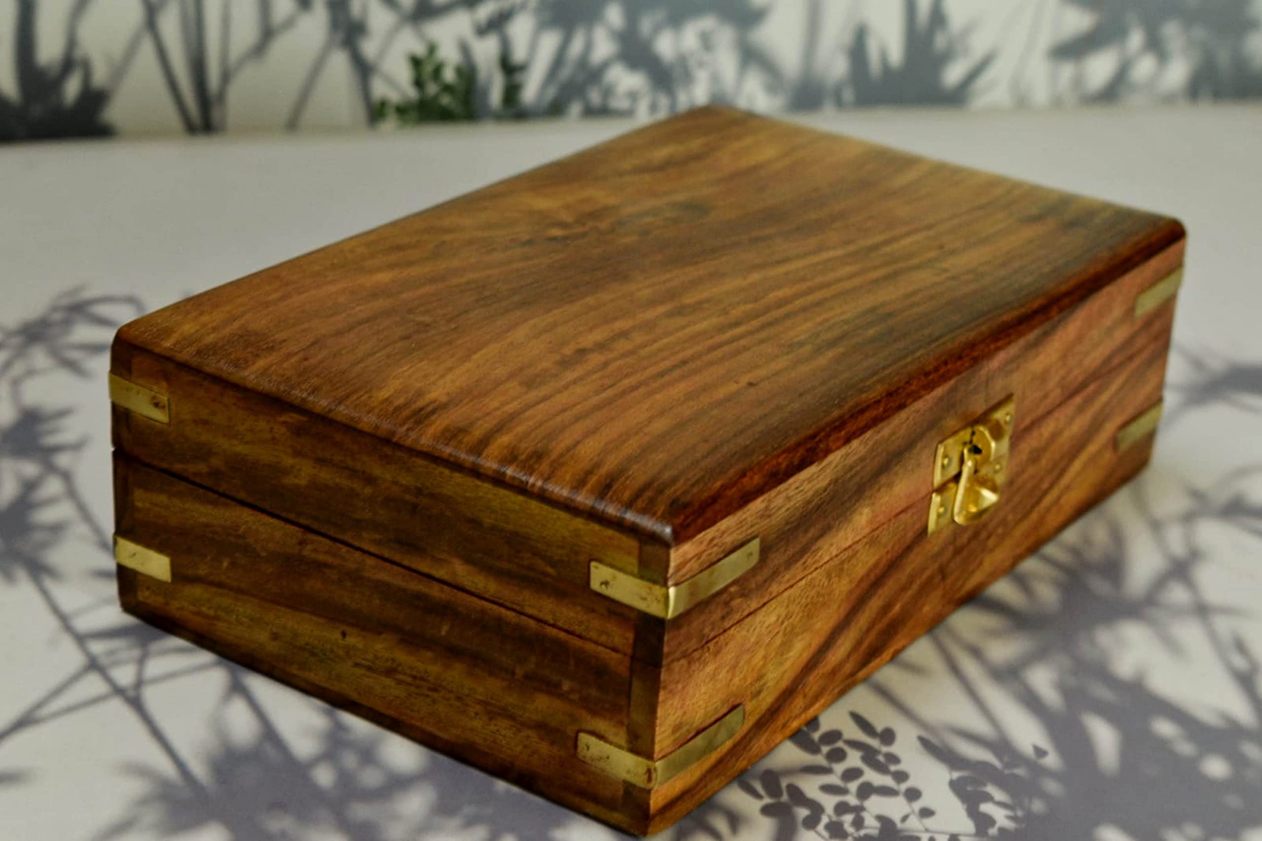 India House Wooden Keepsake Storage Multi Utility Hand Carved Multi-Purpose Box - Jewelry Box (Design 14)