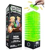 ShiZap! Electric Shock Stacking Block Party Game with LED Music Base | Includes shocking tweezers and plastic tumble tower blocks. A thrilling party game for teens, adults, and family fun nights.