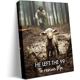 GUN SUPPLIES OUTLET LLC Jesus With The Sheep Wall Art Jesus Running After Lamb Canvas Print He Left the 99 to Rescue Me jesus and Lost Sheep Christian Wall Art 8x10 inch