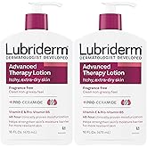 Lubriderm Advanced Therapy Fragrance Free Moisturizing Hand & Body Lotion + Pro-Ceramide with Vitamins E & Pro-Vitamin B5, Intense Hydration for Extra Dry Skin, 16 fl. oz, 2 Pack