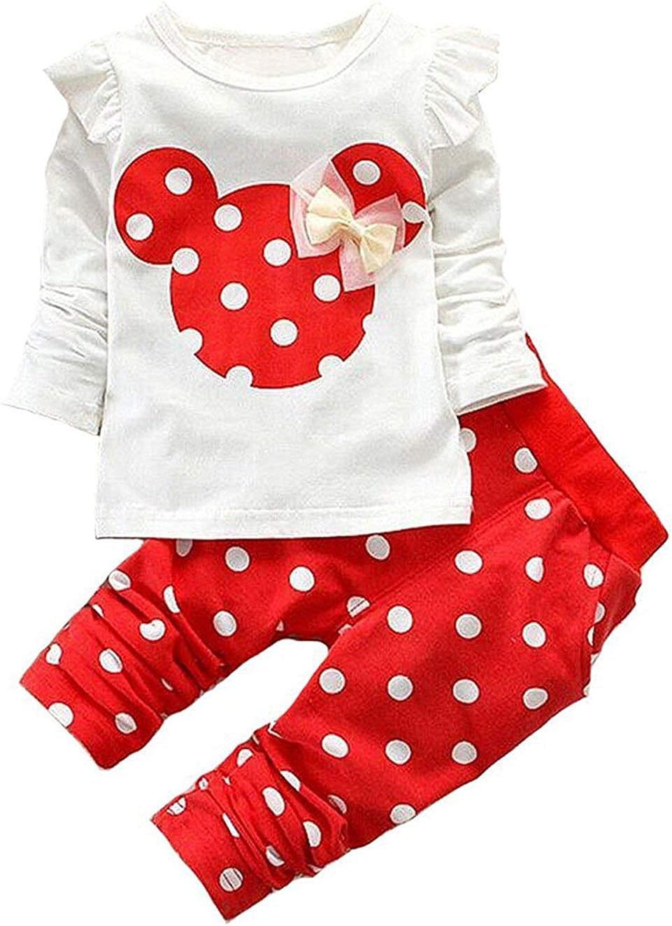 WHBFRGBaby Girl Clothes, 3 Pieces Long Sleeved Cute Toddler Infant Outfits Kids Tops and Pants Set