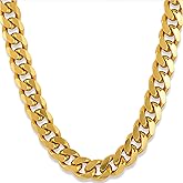 LIFETIME JEWELRY 9mm Miami Curb Cuban Link Chain Necklace 24k Gold Plated