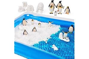 A AINOLWAY AINOLWAY Polar Animal Kit, Include 20000 pcs Ocean Sea Crystals-Emperor Penguin Family Figures and Polar Bear Figurines-Frozen Island-Inflatable Container for ADD/ADHD People(14years+)