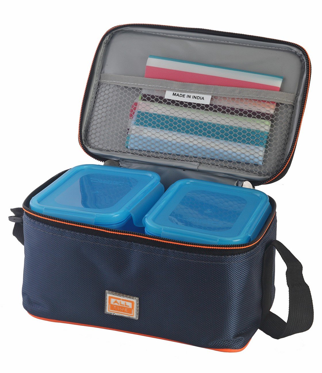 Buy All Time Plastic Lunch Box with Bag Set, 4Pieces, Blue (ALLTME