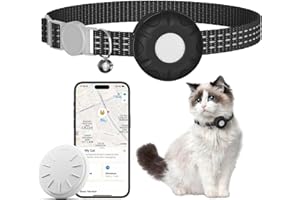 ZITTZ Cat Tracker Collar,No Monthly Fee Cat Tracker Works with Apple Find My App(Only iOS),GPS Tracker for Cats,Real-Time Location Pet Tracking|Safety Collar and Tracker Holder Included-Black
