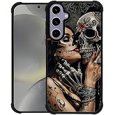 CARLOCA Compatible with Samsung Galaxy S24 Case, Day of The Dead Skeleton Girl Love Pattern for Girl Ultra Protection Shockproof Soft Silicone TPU Non-Slip Back