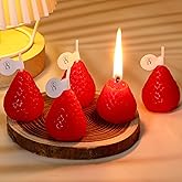 MTLEE 12 Pcs Strawberry Candle Gift for Women Strawberry Scented Decorative Jar Candle Cute Soy Wax Birthday Cake Decoration for Party Home Bath Yoga Spa Aesthetic Table(Red,1.2 x 1.6 Inches)
