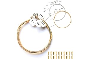 INKNOTE Lyre Harp a Sets of 7 Lyre Harp Strings Replacement Metal String with 30 pcs gold Brass Hollow Rivets Set for Lyre Ha