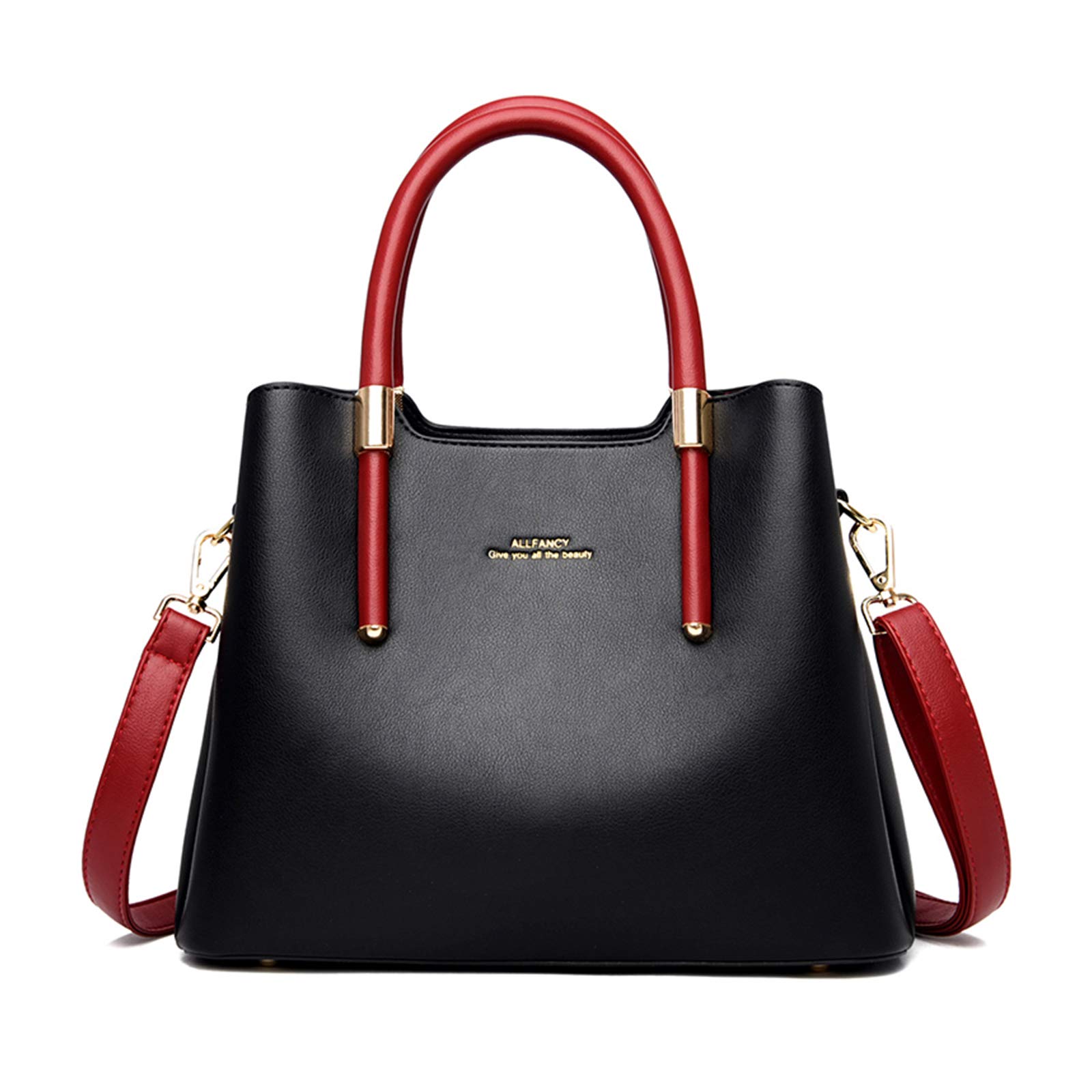 NICOLE & DORIS Top Handle Bag Women Handbag Elegant Crossbody Bag Ladies Large Satchel Bag Fashion Tote Bag PU Leather Shoulder Bag Black