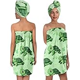 YWZDS Turtle Bath Wrap Set with Hair Turban, Green Spa Towel Wrap with Matching Head Wrap, Spa Towel Wrap, Towel Robe for Women