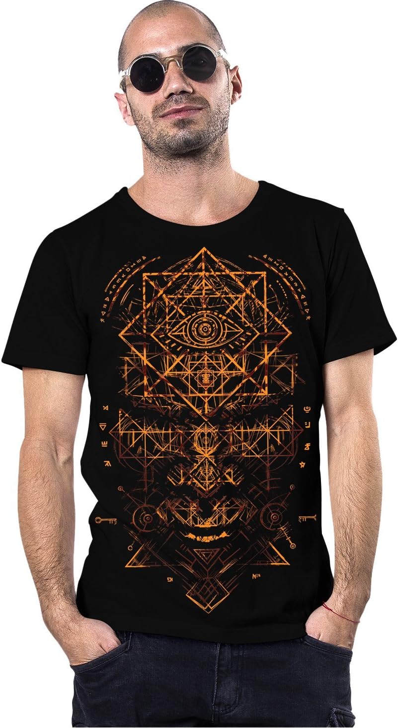 True Illuminati Crew Neck Men's Top - Exclusive Artwork - Print Cotton T-Shirt