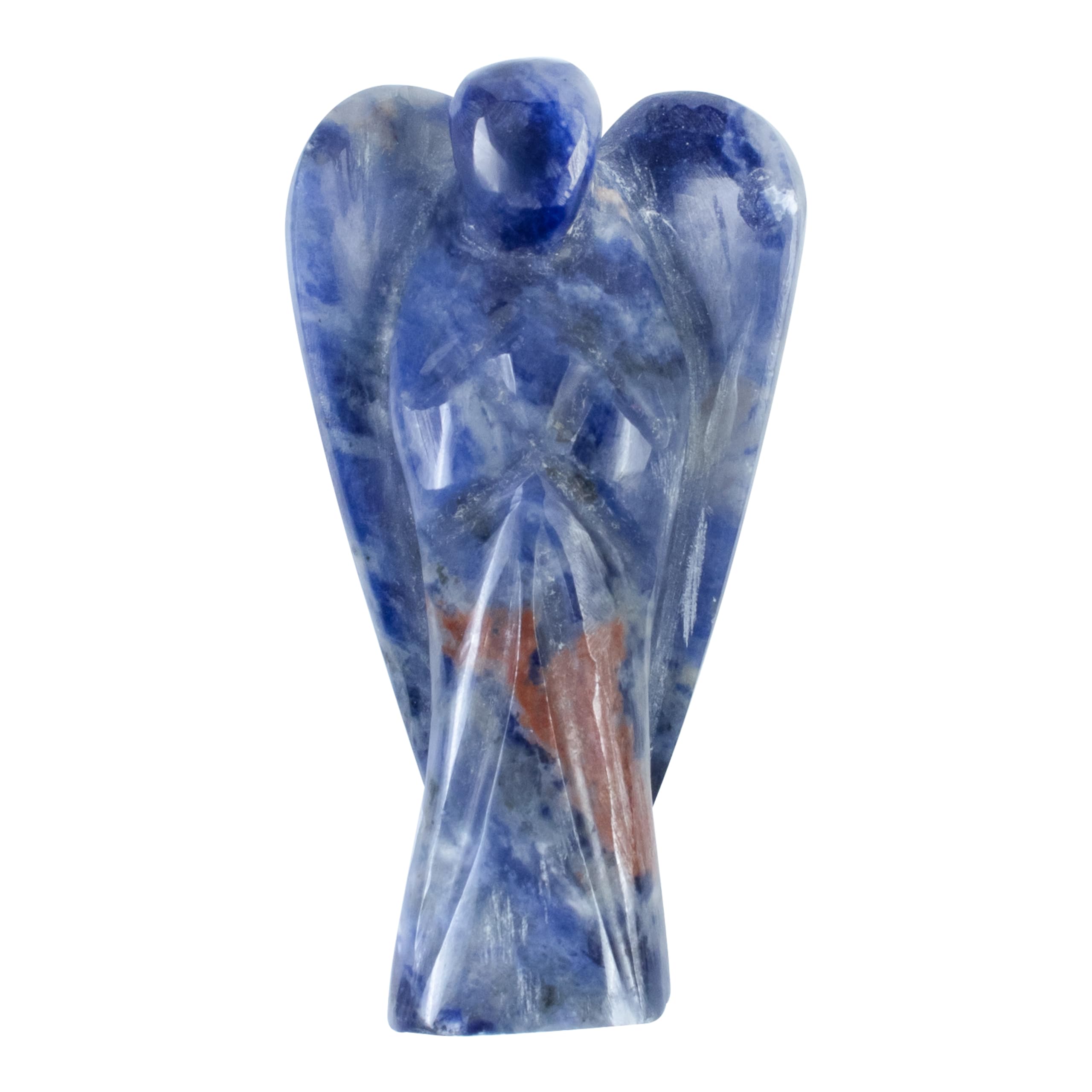 Crocon® Sodalite Healing Crystal Gemstone Pocket Angel Hand Carved Feng Shui Figurine Worry Stone Peace Reiki Guardian Good Luck Statue Spiritual Ornaments Prayer Gift 2-2.5 Inch