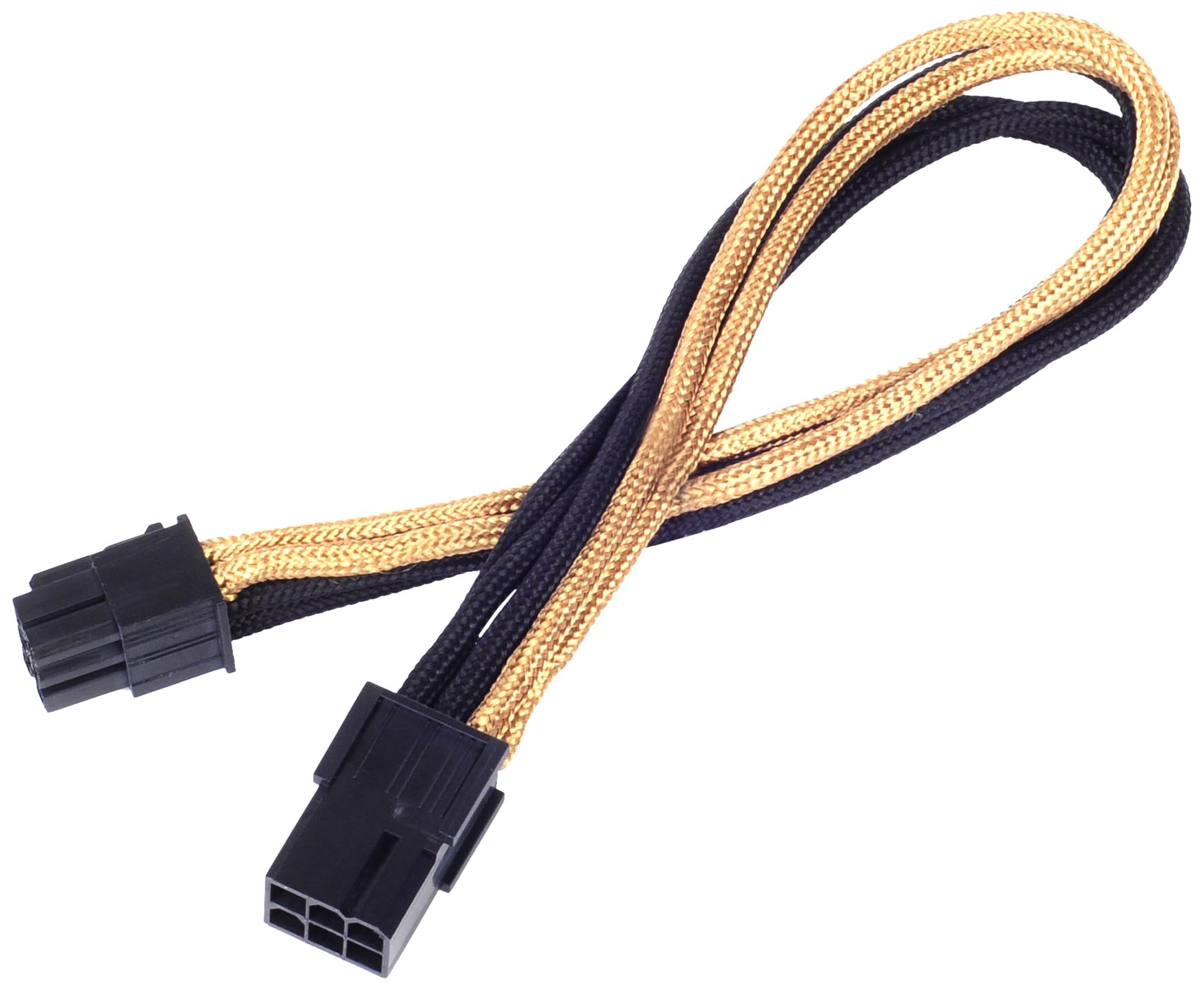 SilverStone SST-PP07-IDE6BG - 25cm 6pin to PCI-E 6pin Sleeved Extention Cable, black gold
