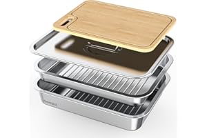 Geesta Grilling Prep and Serve Tays, Stainless Steel Large Capacity Food Prep Tray, Grill Carry System, Marinade Container with Lid and Cutting Board,BBQ Grill Accessories, Grilling Gifts for Men