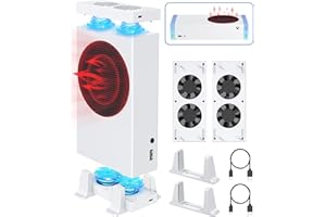 Cooling Fan for Xbox Series S, Wiilkac Four Console Fan Cooling System, Fan for Xbox Series S with 3 Level Adjustable Speed & 4 Extra USB Ports, Top and Bottom Cooling Stand for Xbox Series S