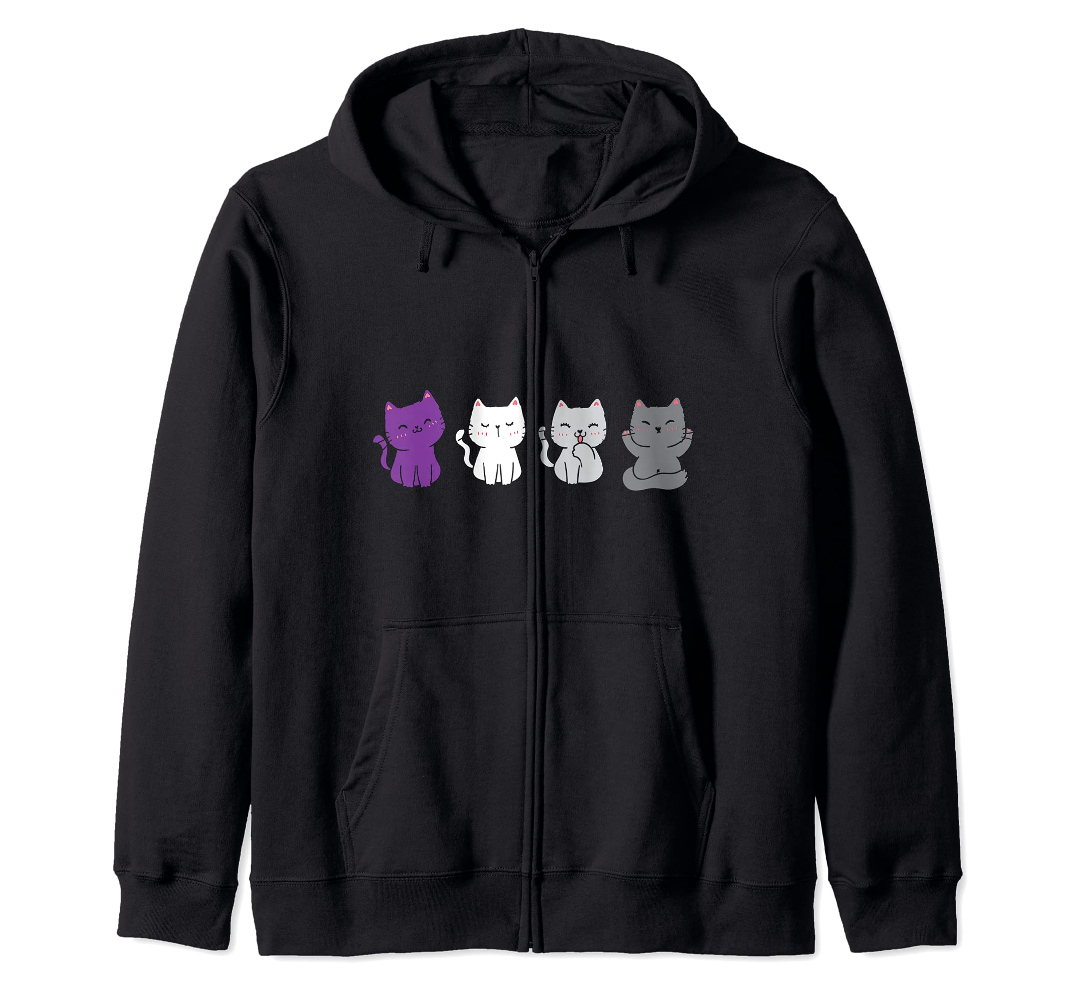 Asexuality Pride Ace LGBTQIA Cat Pet Animal Proud Asexual Zip Hoodie