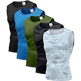 Holure Men's 5 Pack Compression Tank Tops Athletic Muscle Tee Fitness Bodybuilding Sleeveless T-Shirt