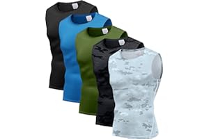 Holure Men's 5 Pack Compression Tank Tops Athletic Muscle Tee Fitness Bodybuilding Sleeveless T-Shirt