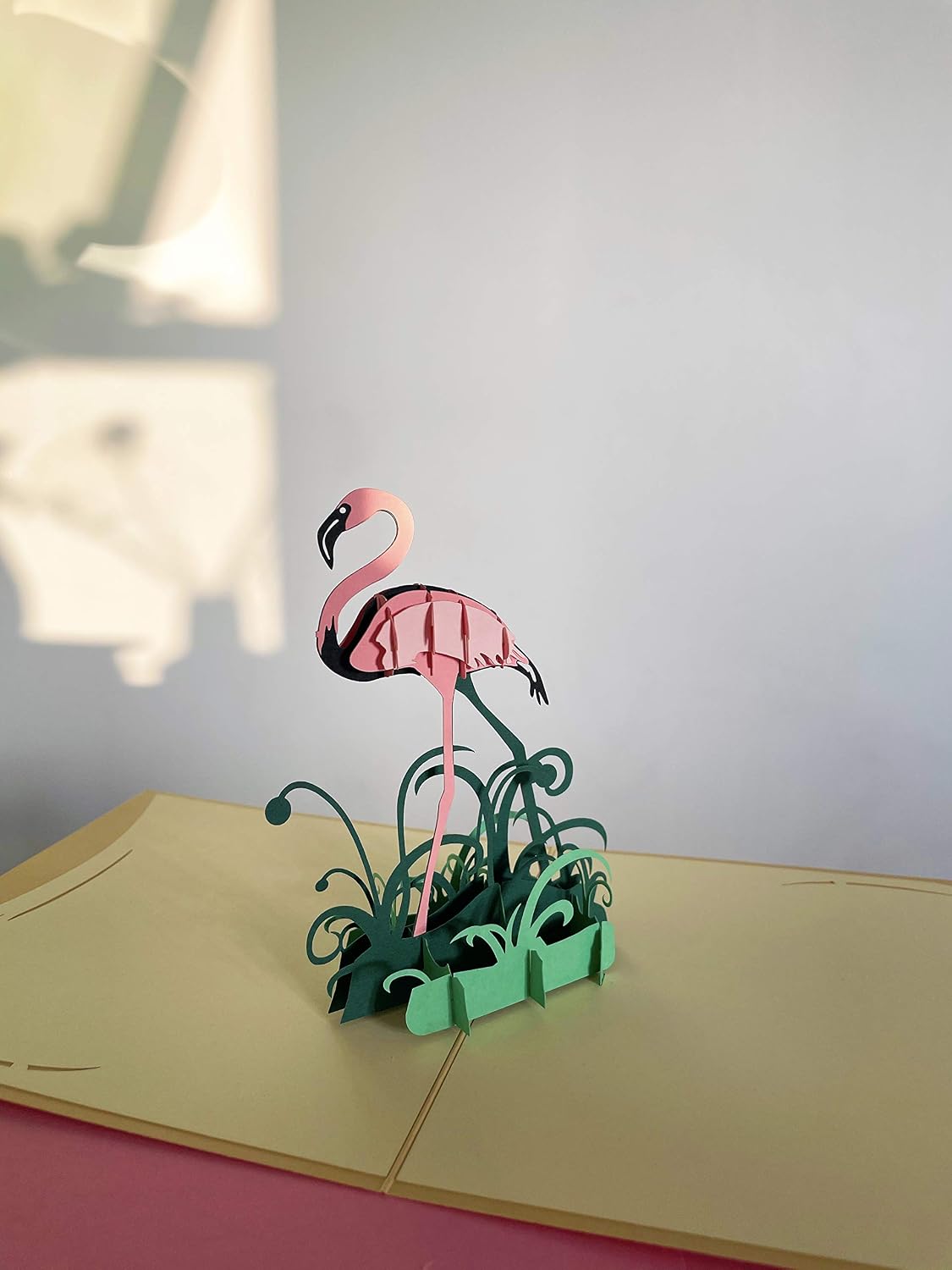 Pink Flamingo Pop Up 3D card. Spring Collection. A Delightful surprise greeting card gift for Daughter Mum, Friend - Image 3